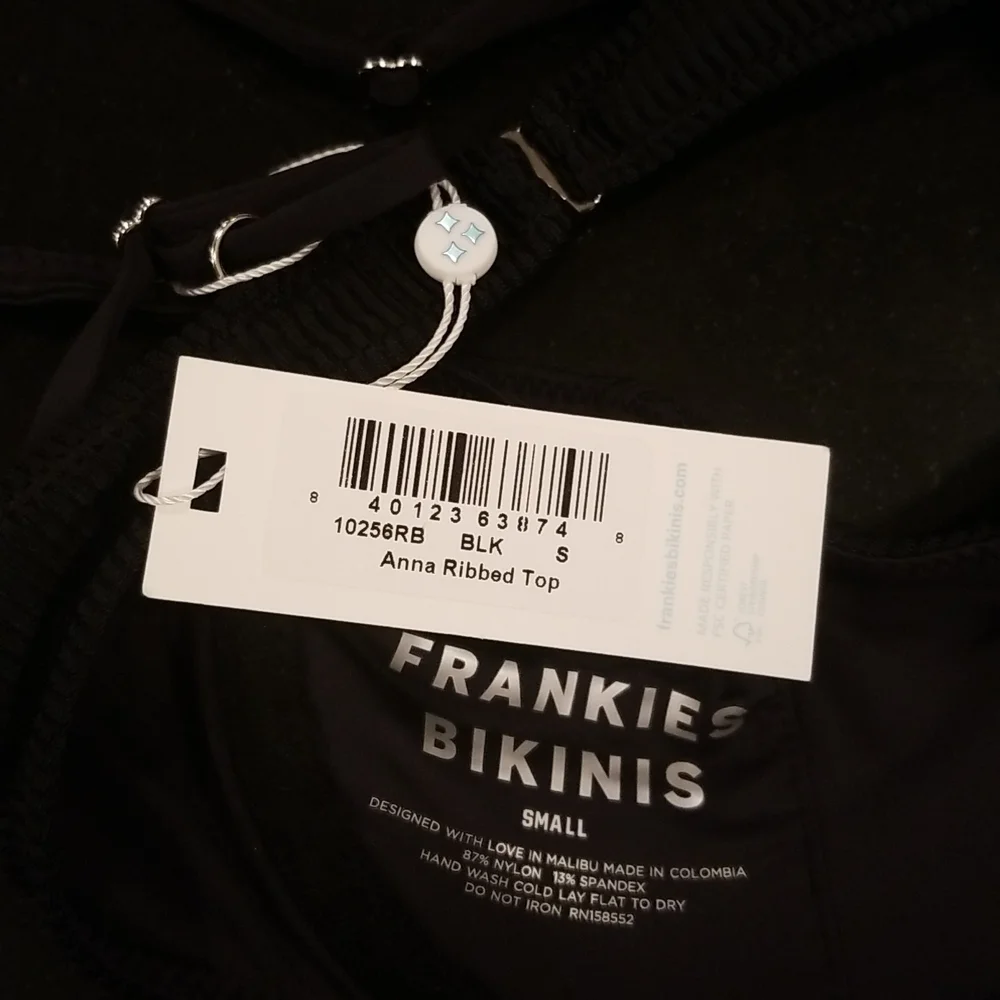 💕FRANKIE'S BIKINIS💕 Anna Ribbed Underwire Bikini Top ~ Black Small S NWT